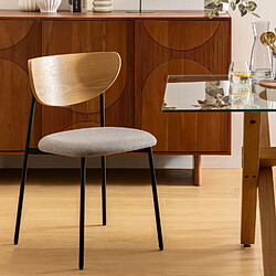 Atmosphera Lot de 2 chaises avec pieds en métal JAISA - Gris