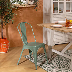 Atmosphera Lot de 4 chaises en métal NIKO - Vert