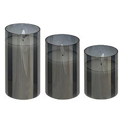 Atmosphera Lot de 3 Bougies LED en Verre Sena 15cm Noir