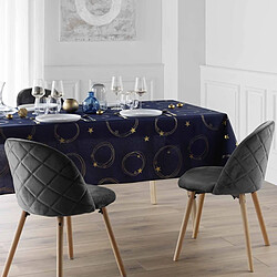 Acheter Douceur D'Interieur Nappe Antitache Imprimé Star 150x300cm Bleu Marine & Or