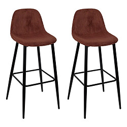 Paris Prix Lot de 2 Chaises de Bar Côtelé Scott 100cm Terracotta