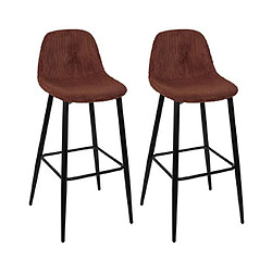 Mes Lot de 2 chaises de bar en velours côtelé terracotta - TAKO