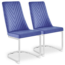 Paris Prix Lot de 2 Chaises Design en Velours Darling 95cm Bleu