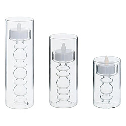Atmosphera Lot de 3 Bougies LED en Verre Lena 19cm Transparent