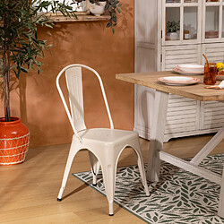 Atmosphera Lot de 4 chaises en métal NIKO - Beige