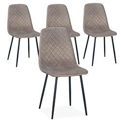 Paris Prix Lot de 4 Chaises en Velours Matelassées 88cm Taupe pas cher