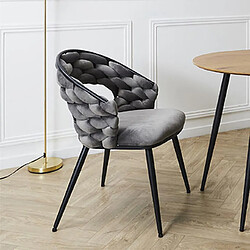 Mes Lot de 2 chaises repas 62x54x83 cm en velours gris - TREZI