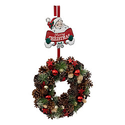 Atmosphera Accroche Couronne en Métal Père Noël 38cm Rouge
