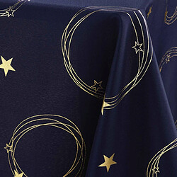Avis Douceur D'Interieur Nappe Antitache Imprimé Star 150x300cm Bleu Marine & Or