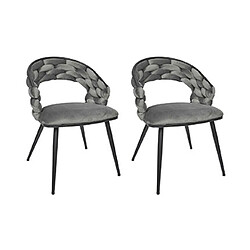 Mes Lot de 2 chaises repas 62x54x83 cm en velours gris - TREZI