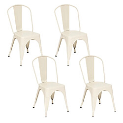 Atmosphera Lot de 4 chaises en métal NIKO - Beige