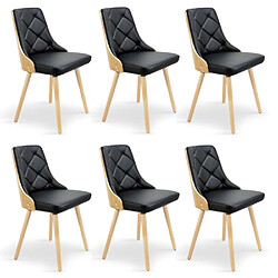 Paris Prix Lot de 6 Chaises Scandinave Cargo 79cm Chêne & Noir