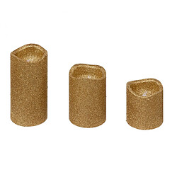 Atmosphera Lot de 3 Bougies LED Paillettes 10cm Or