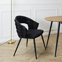 Mes Lot de 2 chaises repas 62x54x83 cm en velours noir - TREZI