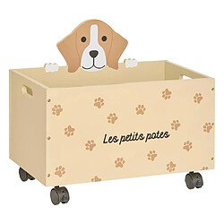 Atmosphera Coffre enfant à roulettes chien - Beige