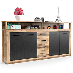 Paris prix Buffet bahut 4 portes 4 tiroirs - Chêne clair