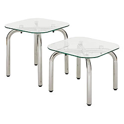 Atmosphera Lot de 2 tables d'appoint - Transparent & chromé