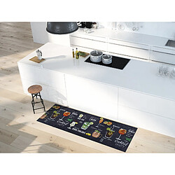 ATTICGO Tapis de cuisine cocktail RICCI noir/multicolore 52x200 cm