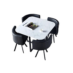 Homy france Ensemble table et 4 chaises - Marbre blanc