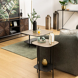 Atmosphera Table à café effet bois et métal HODIA - Noir