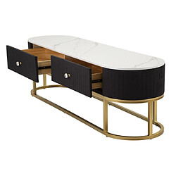 Avis Paris prix Meuble TV 2 tiroirs - Noir et or