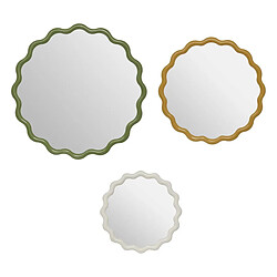Atmosphera Lot de 3 Miroirs Muraux Vague Judy 50cm Multicolore