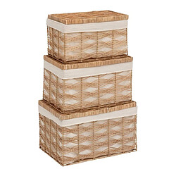 Atmosphera Lot de 3 malles en rotin - Naturel