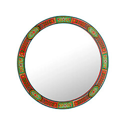 Mes Miroir rond style indien 75 cm vert et rouge - NEIDIN