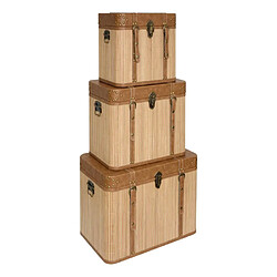Atmosphera Lot de 3 malles de rangement - Beige