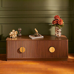 Atmosphera Meuble TV 4 portes effet noyer WANY - Marron