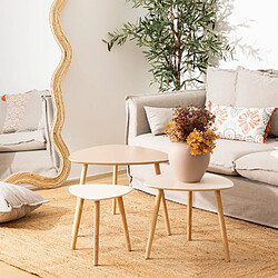 Atmosphera Ensemble de 3 tables d'appoint MILEO - Beige