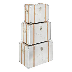 Atmosphera Lot de 3 malles de rangement - Argent