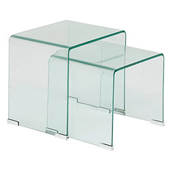 Atmosphera Ensemble de 2 tables café gigognes en verre LENIA - Transparent