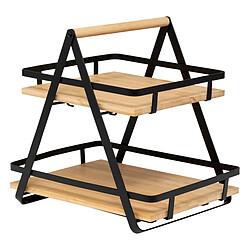 Avis Five Simply Smart Étagère de Cuisine 2 Niveaux en Bambou Ordera 30cm Naturel & Noir