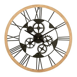 Paris Prix Horloge Murale en Métal Roues 60cm Noir & Naturel