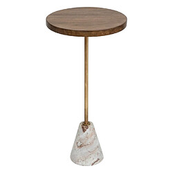 Atmosphera Table d'appoint marbre ronde - Marron & blanc