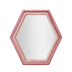 Mauro Ferretti Miroir hexagonal mural moderne avec cadre en velours rose Tony