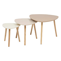 Atmosphera Ensemble de 3 tables d'appoint MILEO - Beige