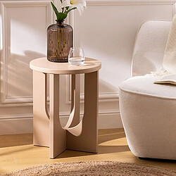 Atmosphera Table à café ronde en bois BLOOM - Noisette
