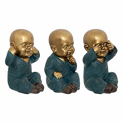 Atmosphera Lot de 3 Statuettes Déco Bouddha Sagesse 21cm Or