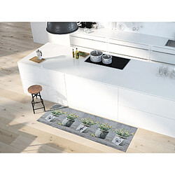 ATTICGO Tapis de cuisine fleurs SPRINTY gris/vert/jaune 52x100 cm