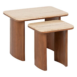 Atmosphera Lot de 2 tables d'appoint bois - Marron
