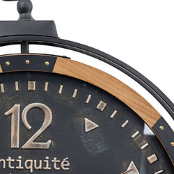 Atmosphera Horloge Murale à Gousset en Métal Amri 70cm Noir