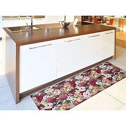 ATTICGO Tapis de cuisine fleurs RICCI rouge/rose 52x100 cm
