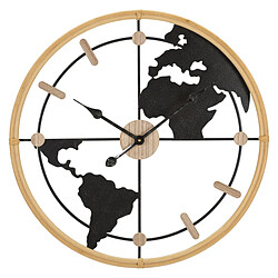 Paris Prix Horloge Murale en Métal World 60cm Noir & Naturel