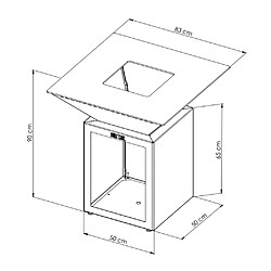 GRILL CHIC Braséro CEVENOL Simple Cuve Corten Carré 83cm - Avec rangement bois pas cher