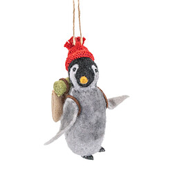 Sass & Belle Pingouin avec sac à dos en feutre cintre de Noël