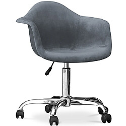 ICONIK INTERIOR Chaise de bureau avec accoudoirs - Chaise de bureau pivotante avec roulettes - Grev Gris foncé