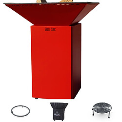 GRILL CHIC Pack Brasero Cevenol Acier Thermolaqué Normal Carré 74x74x90 cm Rouge Double Cuve