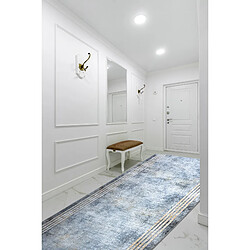Acheter RUGSX TAPIS DE COULOIR antidérapant LOTUS FRAMES 29870 Cadre, pierre argent or lavable 80cm 80x780 cm